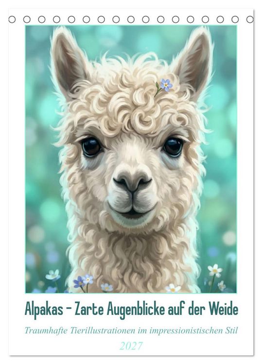 Produktbild: Alpakas - Zarte Augenblicke auf der Weide (Tischkalender 2027 DIN A5 hoch), CALVENDO Monatskalender