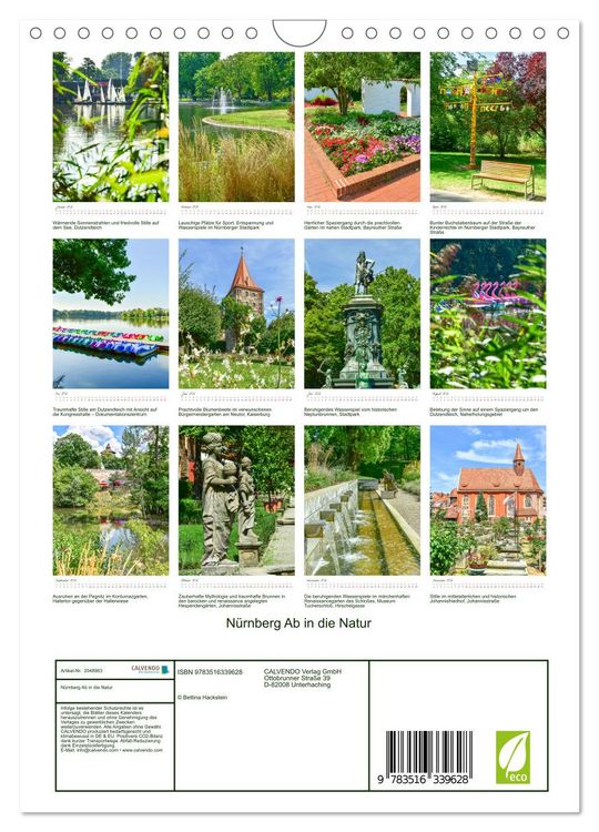Produktbild: N&uuml;rnberg Ab in die Natur (Wandkalender 2026 DIN A4 hoch), CALVENDO Monatskalender