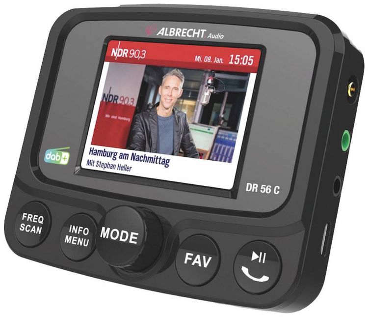 Produktbild: Albrecht DR 56 C DAB+ Empf&auml;nger Bluetooth Musikstreaming, Freisprechfunktion, Ladefunktion, Saugnapfhalterung