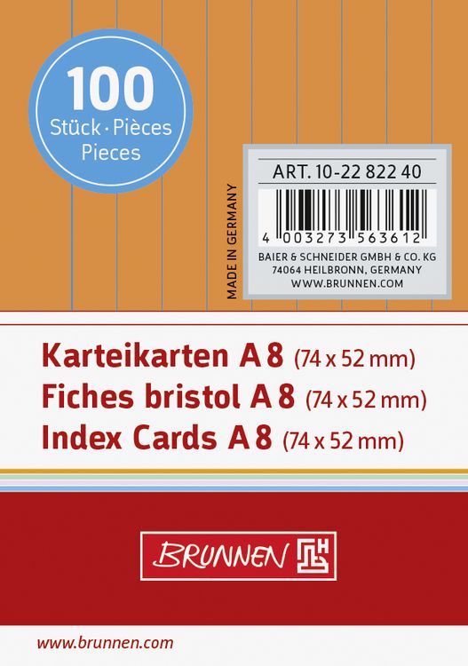 Produktbild: Brunnen Karteikarte A8 lin or 100St