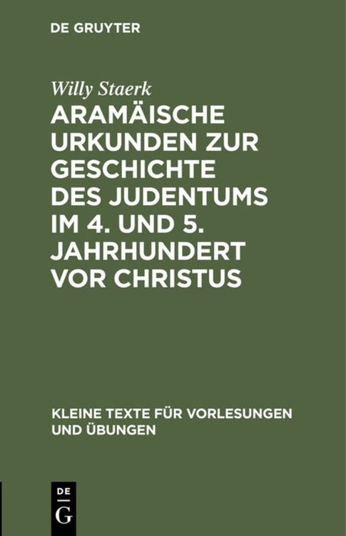 Produktbild: Aram&auml;ische Urkunden zur Geschichte des Judentums im 4. und 5. Jahrhundert vor Christus