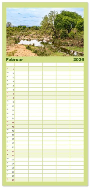 Produktbild: Familienplaner 2026 - S&uuml;dafrika - Landschaft voller Vielfalt und Sch&ouml;nheit mit 5 Spalten (Wandkalender, 21 x 45 cm) CALVENDO
