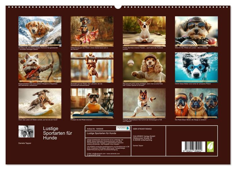 Produktbild: Lustige Sportarten f&uuml;r Hunde (hochwertiger Premium Wandkalender 2026 DIN A2 quer), Kunstdruck in Hochglanz