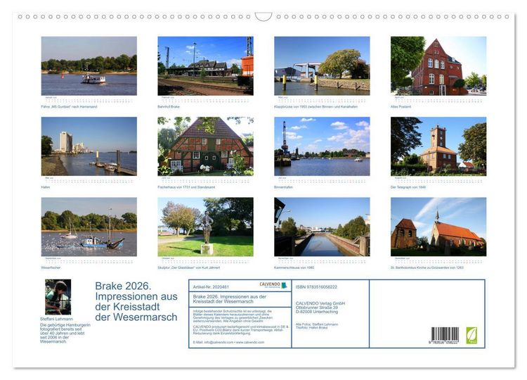 Produktbild: Brake 2026. Impressionen aus der Kreisstadt der Wesermarsch (Wandkalender 2026 DIN A2 quer), CALVENDO Monatskalender