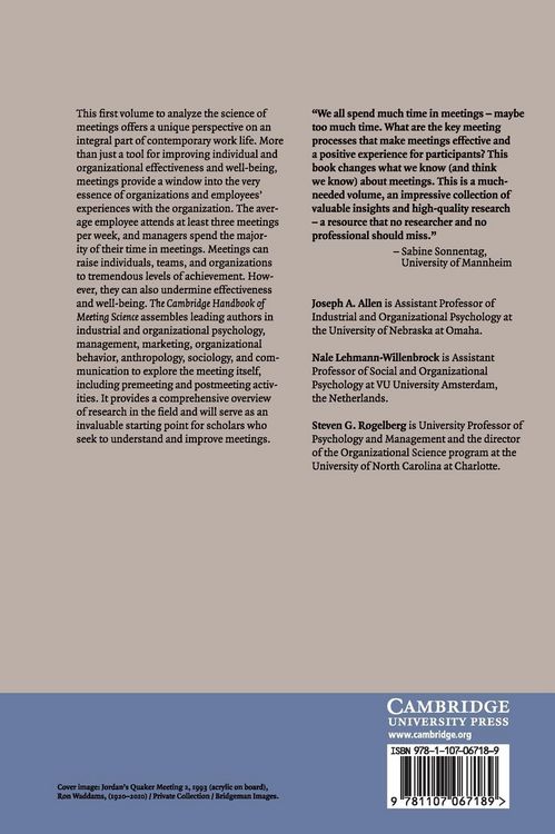 Produktbild: The Cambridge Handbook of Meeting Science
