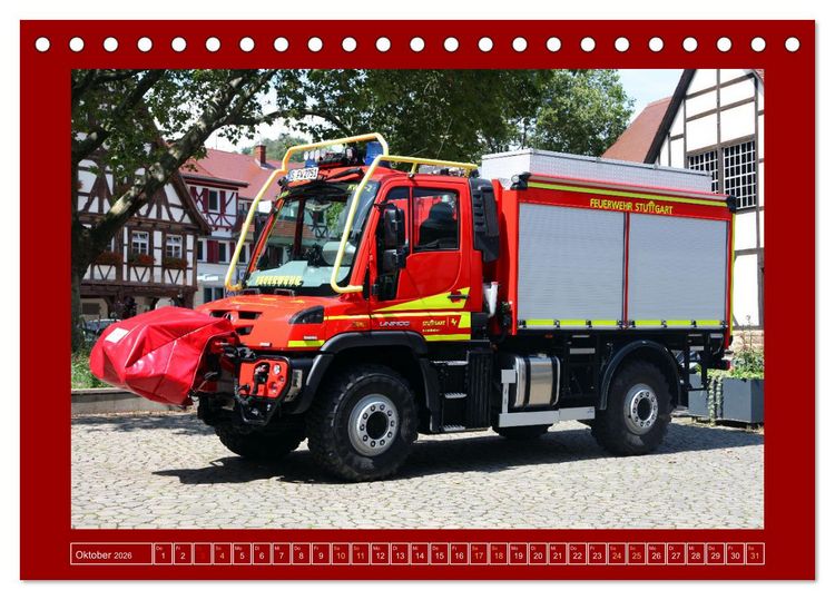 Produktbild: Unimog bei der Feuerwehr (Tischkalender 2026 DIN A5 quer), CALVENDO Monatskalender