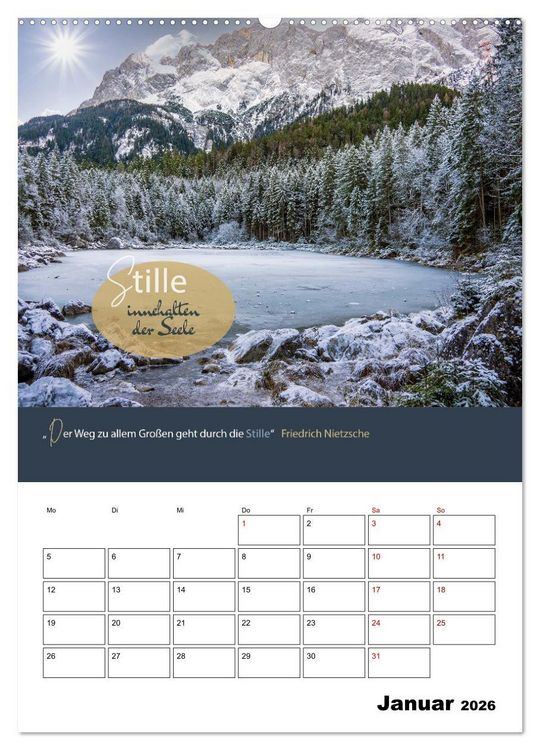 Produktbild: Zitate Wegbegleiter, mit Spr&uuml;chen durch das Jahr by VogtArt (hochwertiger Premium Wandkalender 2026 DIN A2 hoch), Kunstdruck in Hochglanz