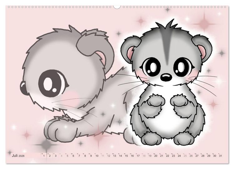 Produktbild: niedliche Kawaii Tiere (Wandkalender 2026 DIN A2 quer), CALVENDO Monatskalender