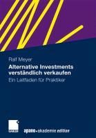 Produktbild: Alternative Investments verst&auml;ndlich verkaufen
