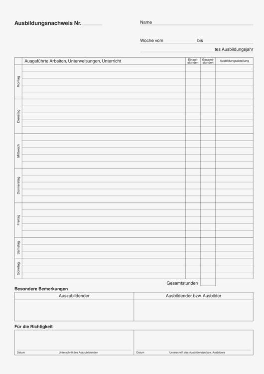Produktbild: Brunnen Heft A4 Ausbildungsnachweis 1W/1S