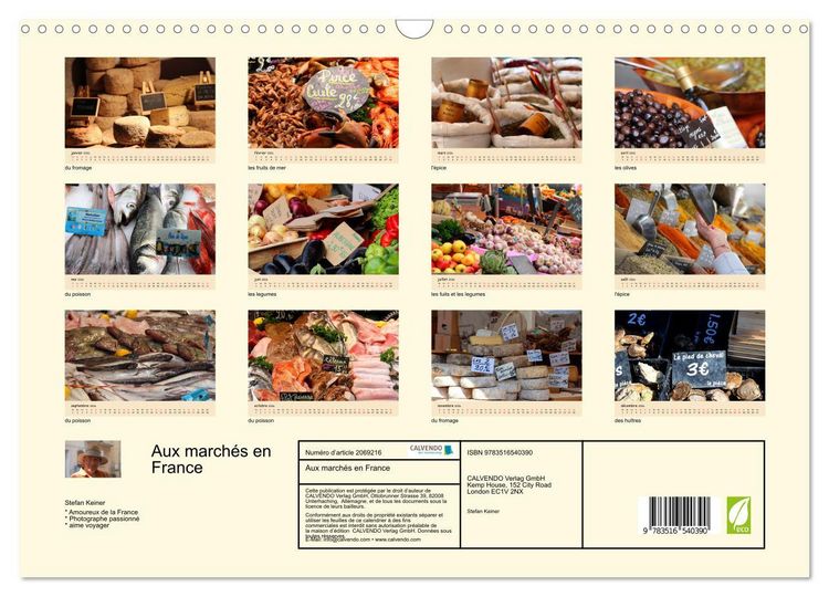Produktbild: Aux march&eacute;s en France (Calendrier mural 2026 DIN A3 vertical), CALVENDO calendrier mensuel