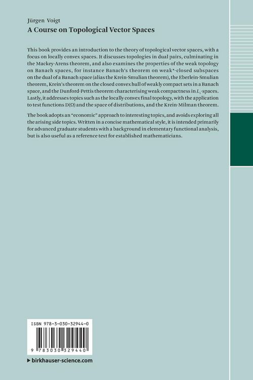 Produktbild: A Course on Topological Vector Spaces