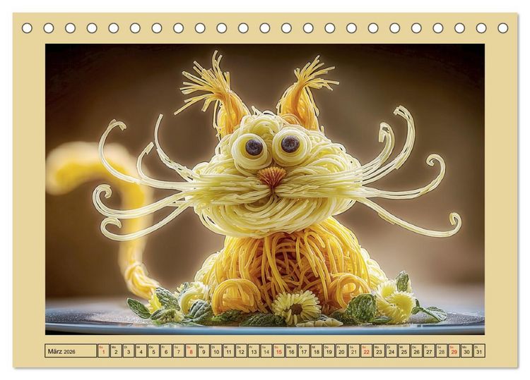 Produktbild: Auf dem Nudelhof. Spaghetti-Tiere zum Schmunzeln (Tischkalender 2026 DIN A5 quer), CALVENDO Monatskalender