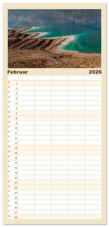 Produktbild: Familienplaner 2026 - Jordanien Sand, Stein und Salz mit 5 Spalten (Wandkalender, 21 x 45 cm) CALVENDO