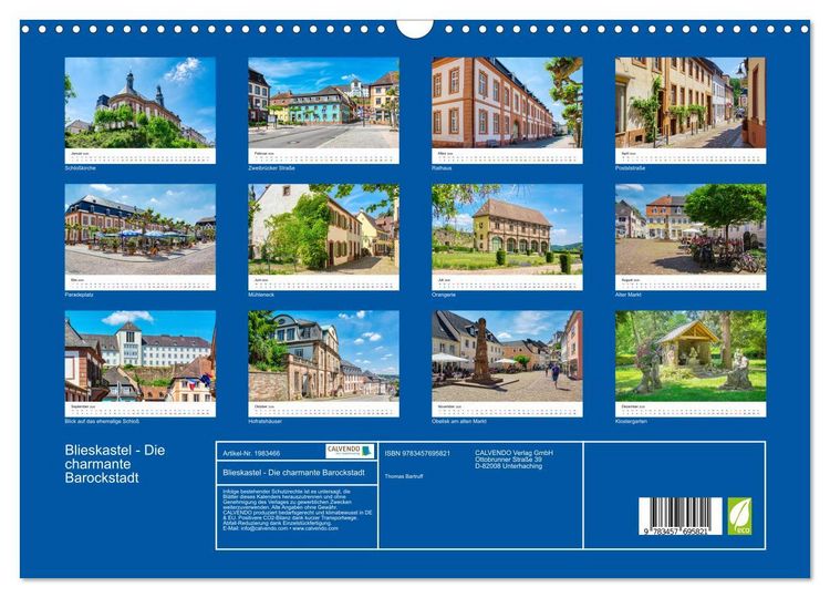Produktbild: Blieskastel - Die charmante Barockstadt (Wandkalender 2026 DIN A3 quer), CALVENDO Monatskalender