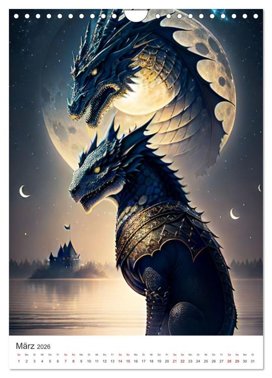 Produktbild: Die Magie der Drachen - Mystisches und Schauriges (Wandkalender 2026 DIN A4 hoch), CALVENDO Monatskalender