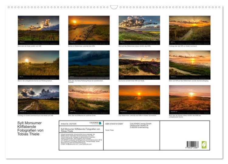 Produktbild: Sylt Morsumer Kliffabende Fotografien von Tobias Thiele (Wandkalender 2026 DIN A2 quer), CALVENDO Monatskalender