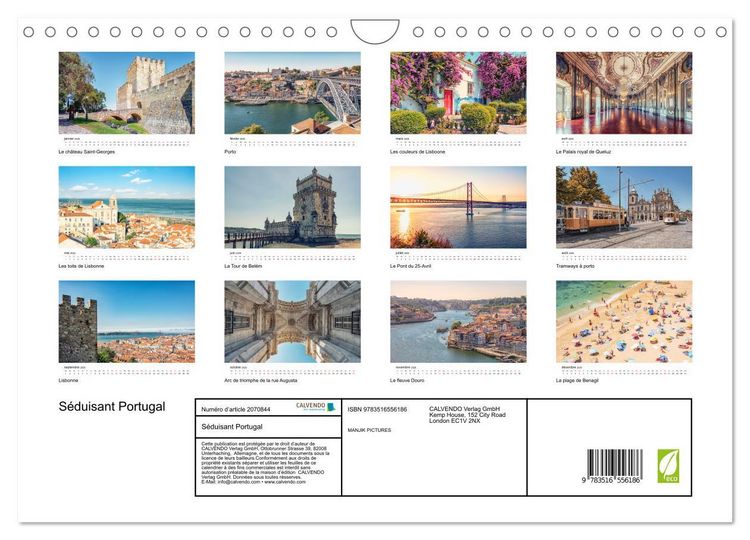 Produktbild: S&eacute;duisant Portugal (Calendrier mural 2026 DIN A4 vertical), CALVENDO calendrier mensuel