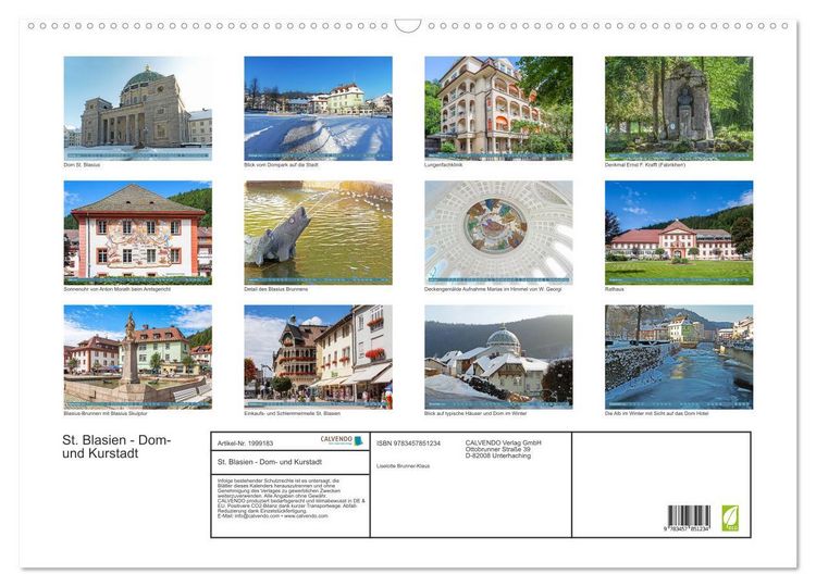 Produktbild: St. Blasien - Dom- und Kurstadt (Wandkalender 2026 DIN A2 quer), CALVENDO Monatskalender