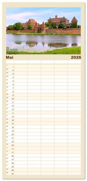 Produktbild: Familienplaner 2026 - Polen. Von Krakau bis Danzig: Bilder voller Atmosph&auml;re mit 5 Spalten (Wandkalender, 21 x 45 cm) CALVENDO
