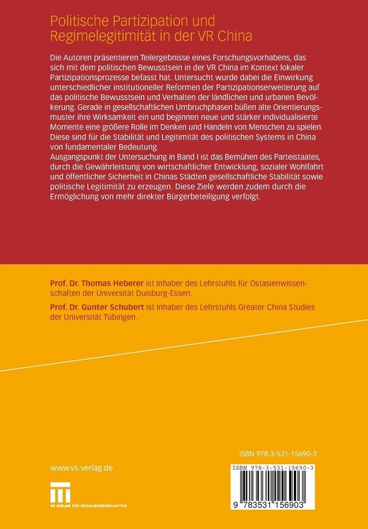 Produktbild: Politische Partizipation und Regimelegitimit&auml;t in der VR China