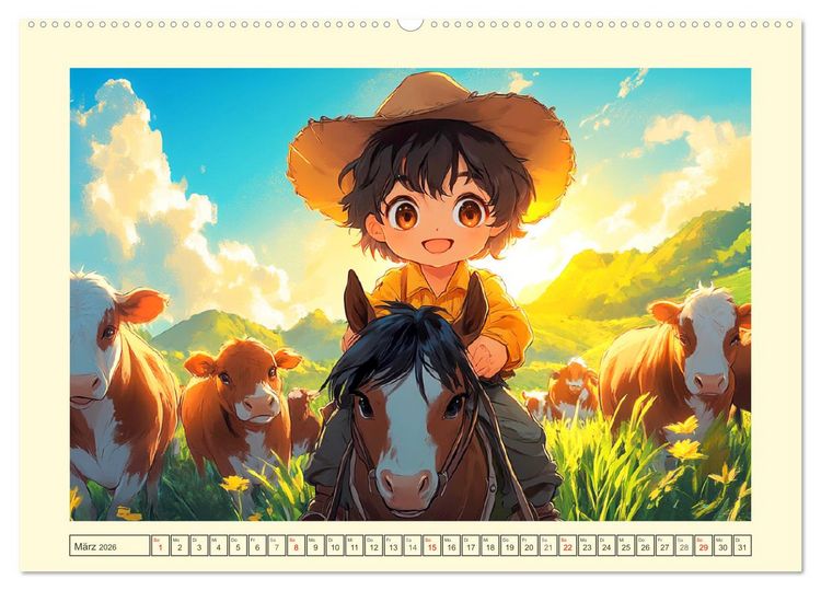 Produktbild: Kleine Farmer. Niedliche Jungs mit ihren tierischen Freunden (Wandkalender 2026 DIN A2 quer), CALVENDO Monatskalender