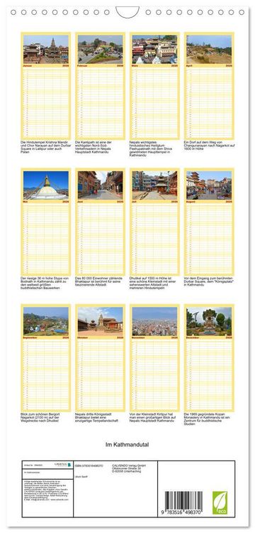 Produktbild: Familienplaner 2026 - Im Kathmandutal mit 5 Spalten (Wandkalender, 21 x 45 cm) CALVENDO