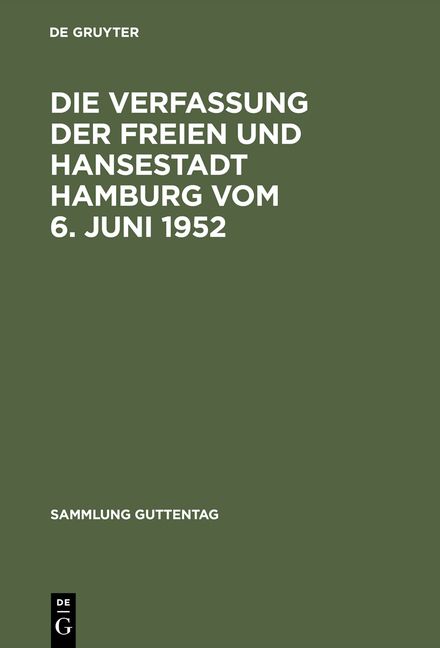Produktbild: Die Verfassung der Freien und Hansestadt Hamburg vom 6. Juni 1952