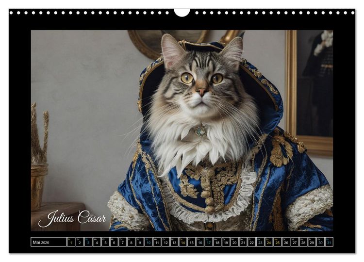 Produktbild: Katzen der Ber&uuml;hmtheiten - Ein Jahr voller ikonischer Schnurrhaare (Wandkalender 2026 DIN A3 quer), CALVENDO Monatskalender