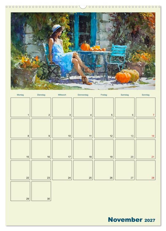 Produktbild: Frauen im Garten. Poesie im Aquarell-Stil (Wandkalender 2027 DIN A2 hoch), CALVENDO Monatskalender