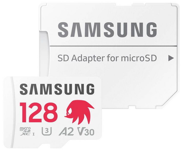 Produktbild: Samsung Sonic Edition - \"Knuckles\" microSDXC-Karte Retail 128GB A2 Application Performance Class, v30 Video Speed Class, UHS-I U3