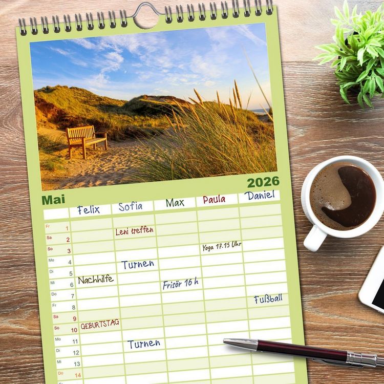 Produktbild: Familienplaner 2026 - Sylt - Magie der Abendstunden mit 5 Spalten (Wandkalender, 21 x 45 cm) CALVENDO
