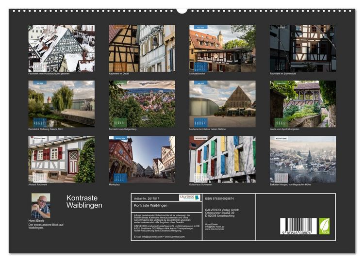 Produktbild: Kontraste Waiblingen (hochwertiger Premium Wandkalender 2026 DIN A2 quer), Kunstdruck in Hochglanz