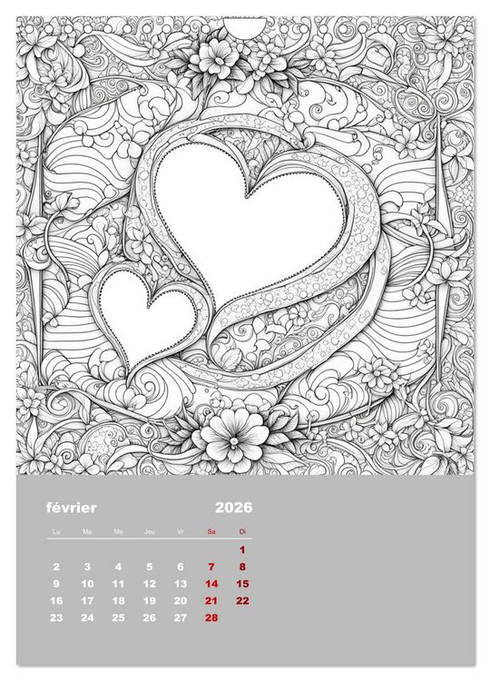 Produktbild: Coloriage (Calendrier mural 2026 DIN A4 horizontal), CALVENDO calendrier mensuel