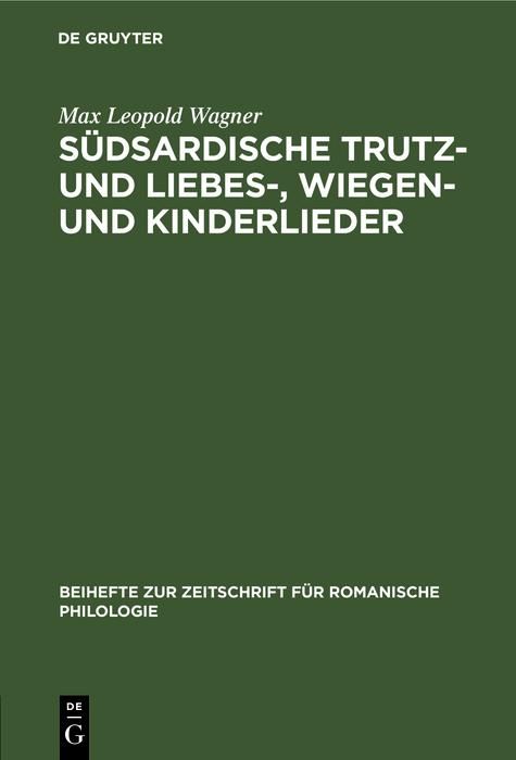 Produktbild: S&uuml;dsardische Trutz- und Liebes-, Wiegen- und Kinderlieder