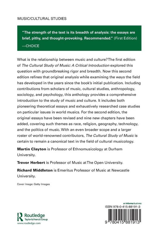 Produktbild: The Cultural Study of Music