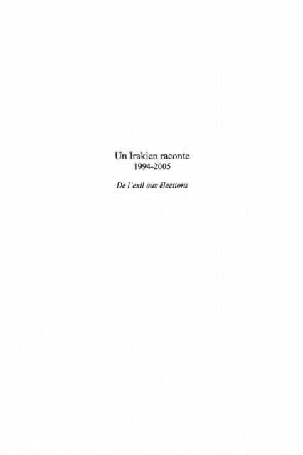 Produktbild: Un irakien raconte 1994-2005