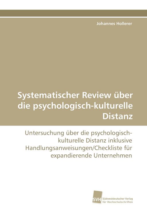 Produktbild: Systematischer Review &uuml;ber die psychologisch-kulturelle Distanz