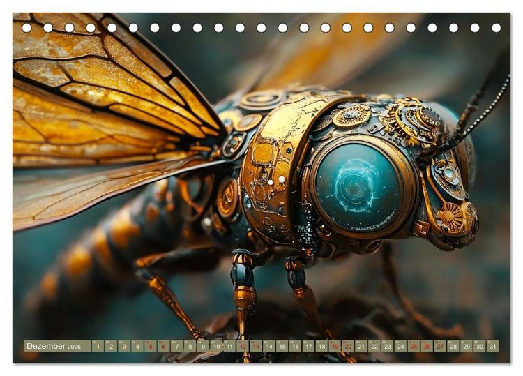 Produktbild: Die fantastische Welt der Steampunk-Insekten (Tischkalender 2026 DIN A5 quer), CALVENDO Monatskalender