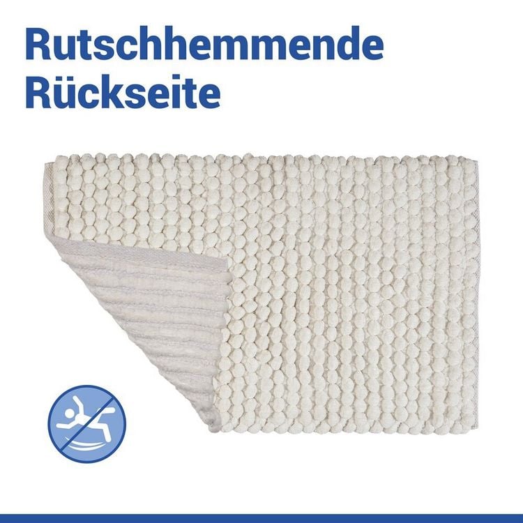 Produktbild: Badteppich Mod. Solivo Wei&szlig;, 50 x 80 cm, rutschfest und waschbar bis 30 &deg;C