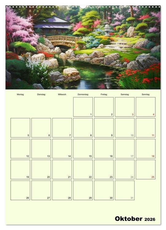 Produktbild: Im japanischen Garten. Zauberhafte Illustrationen (Wandkalender 2026 DIN A2 hoch), CALVENDO Monatskalender