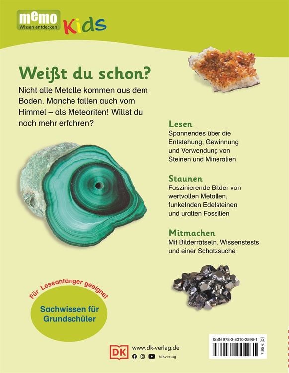 Produktbild: Steine und Mineralien / memo Kids Band 6