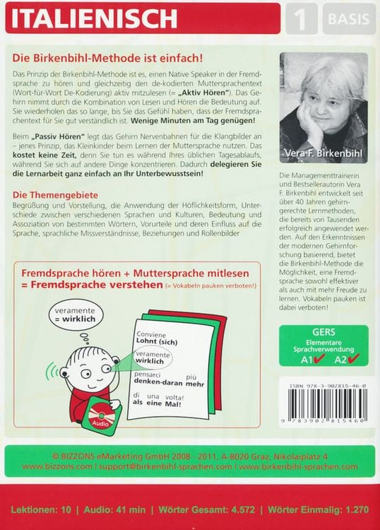 Produktbild: Birkenbihl Sprachen: Italienisch gehirn-gerecht, 1 Basis, Audio-Kurs