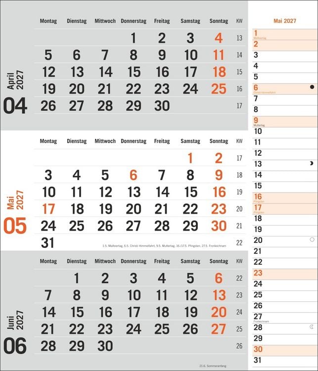 Produktbild: times&more 3-Monatsplaner, orange 2027