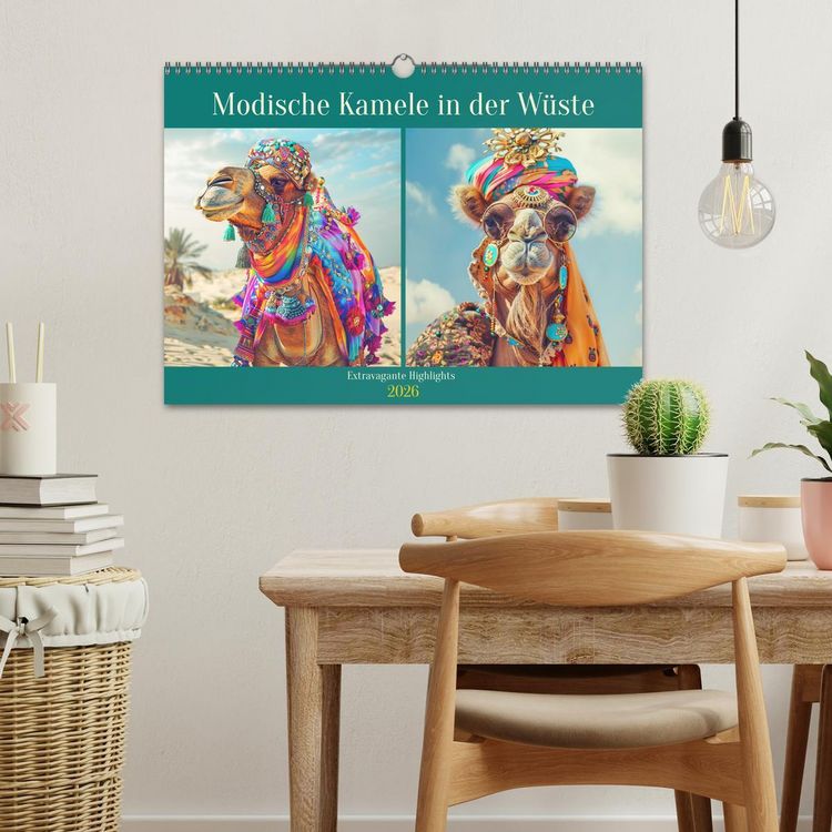 Produktbild: Modische Kamele in der W&uuml;ste. Extravagante Highlights (Wandkalender 2026 DIN A3 quer), CALVENDO Monatskalender