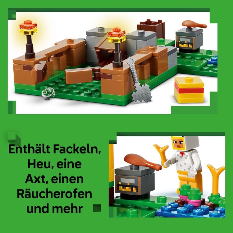 Produktbild: LEGO Minecraft 21585 H&uuml;hnerfarm, Kinder Spielzeug mit Tierfiguren