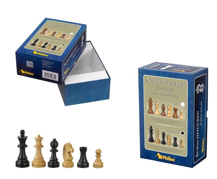 Produktbild: Schachfiguren Ludwig NIV, K&ouml;nigsh&ouml;he 90 mm, gewichtet, in Setup Box