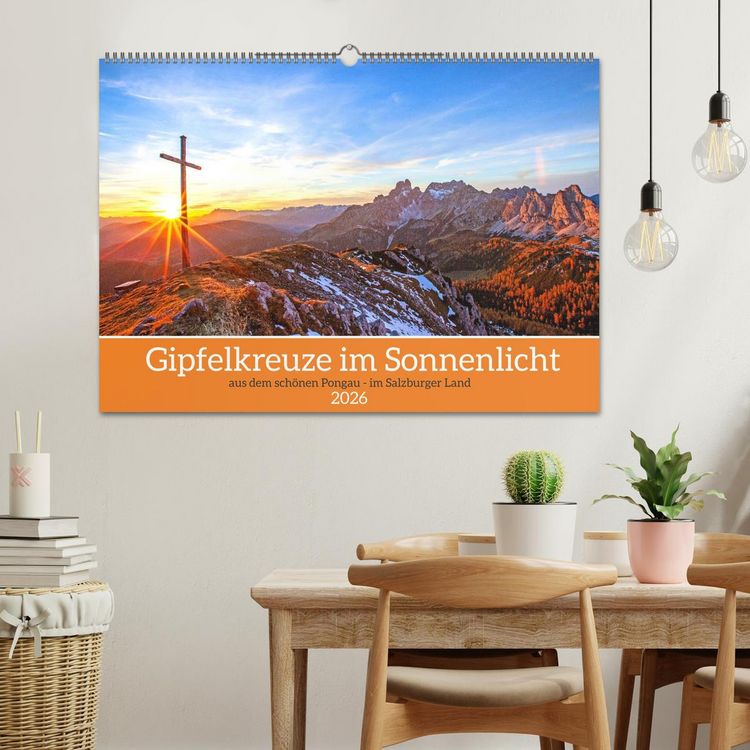 Produktbild: Gipfelkreuze im Sonnenlicht (Wandkalender 2026 DIN A2 quer), CALVENDO Monatskalender