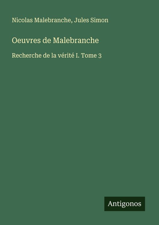 Produktbild: Oeuvres de Malebranche