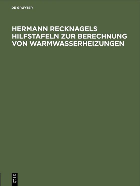 Produktbild: Hermann Recknagels Hilfstafeln zur Berechnung von Warmwasserheizungen